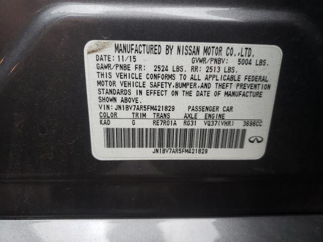Photo 10 from auction – 2015 INFINITI Q50 BASE with VIN JN1BV7AR5FM421829