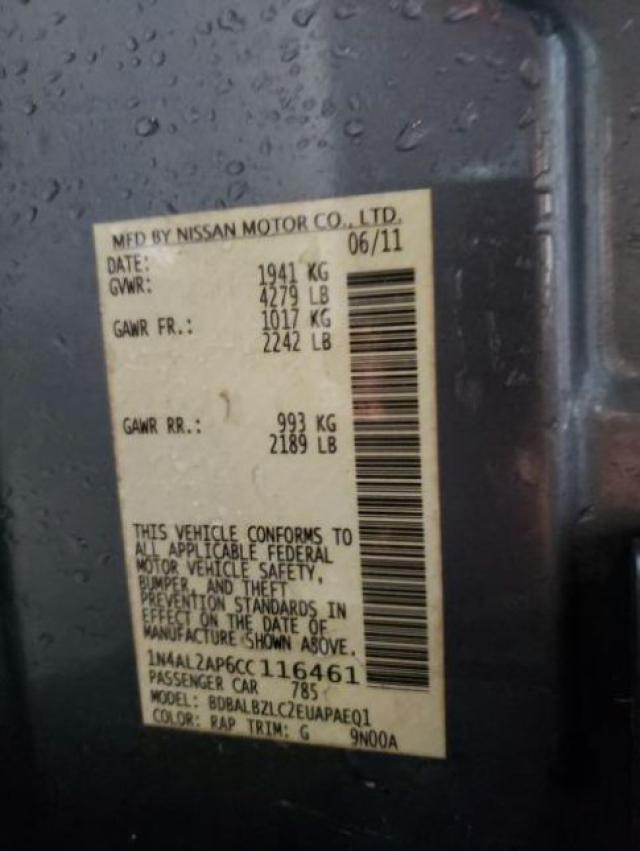 Photo 10 from auction – 2012 NISSAN ALTIMA BAS with VIN 1N4AL2AP6CC116461