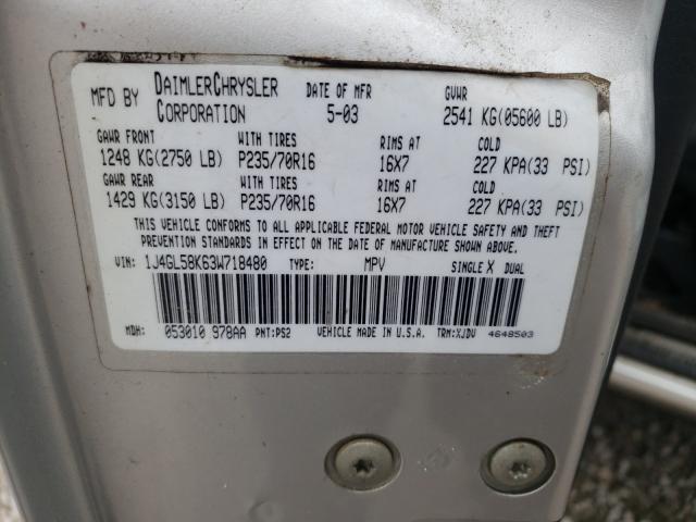 Photo 10 from auction – 2003 JEEP LIBERTY LI with VIN 1J4GL58K63W718480