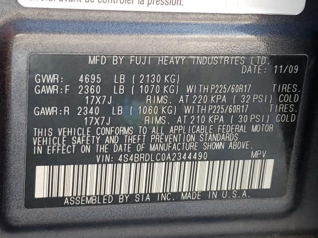 Photo 10 from auction – 2010 SUBARU OUTBACK 3. with VIN 4S4BRDLC0A2344490
