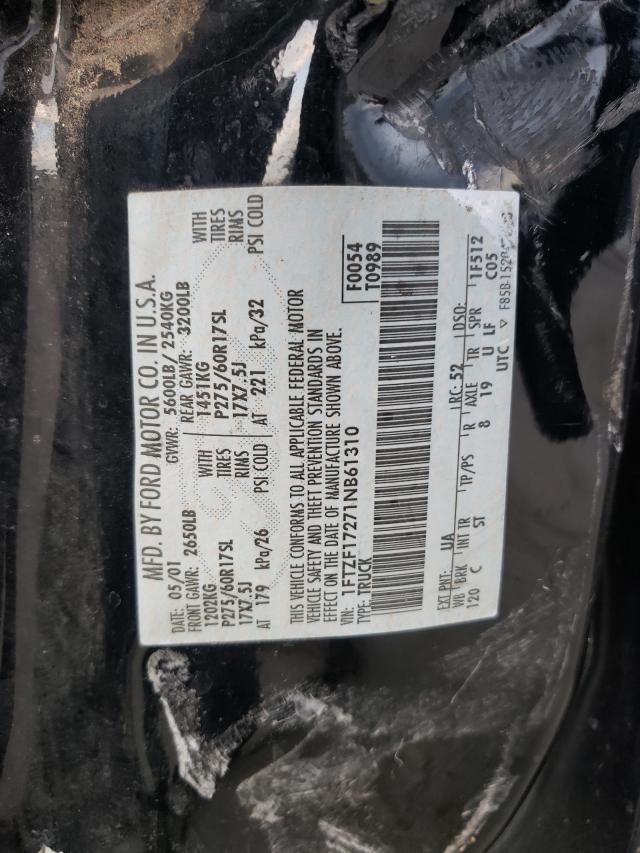 Photo 10 from auction – 2001 FORD F150 with VIN 1FTZF17271NB61310