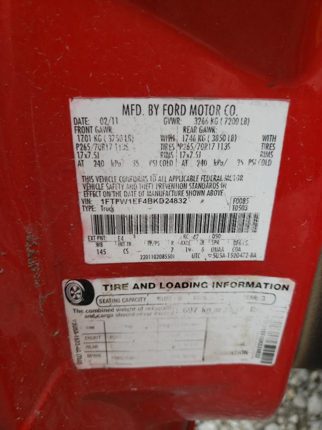 Photo 10 from auction – 2011 FORD F150 SUPER with VIN 1FTFW1EF4BKD24832