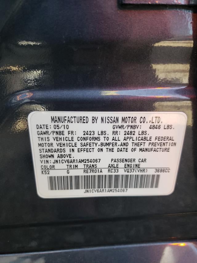Photo 10 from auction – 2010 INFINITI G37 with VIN JN1CV6AR1AM254067