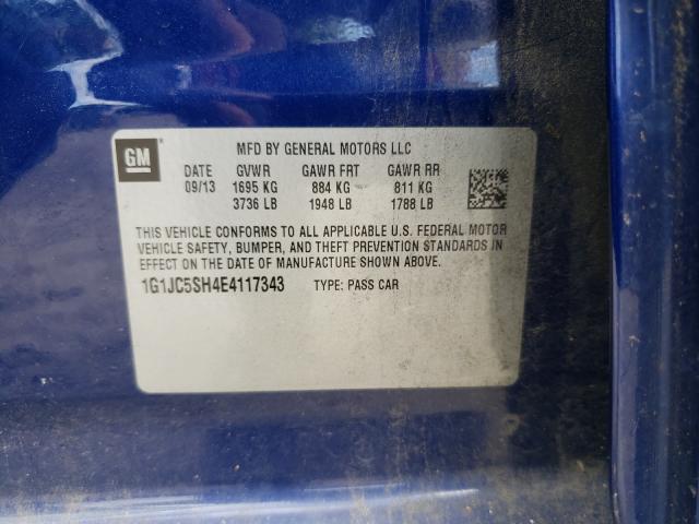 Photo 10 from auction – 2014 CHEVROLET SONIC LT with VIN 1G1JC5SH4E4117343