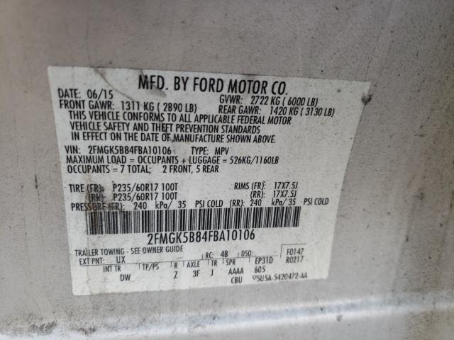 Photo 10 from auction – 2015 FORD FLEX SE with VIN 2FMGK5B84FBA10106