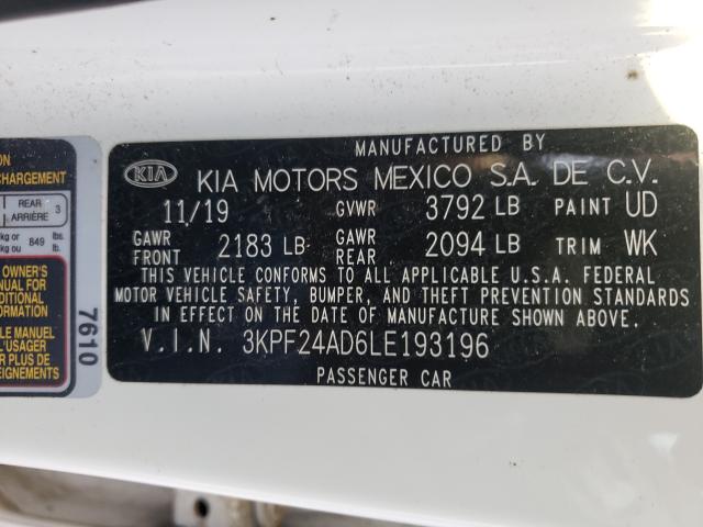 Photo 10 from auction – 2020 KIA FORTE FE with VIN 3KPF24AD6LE193196