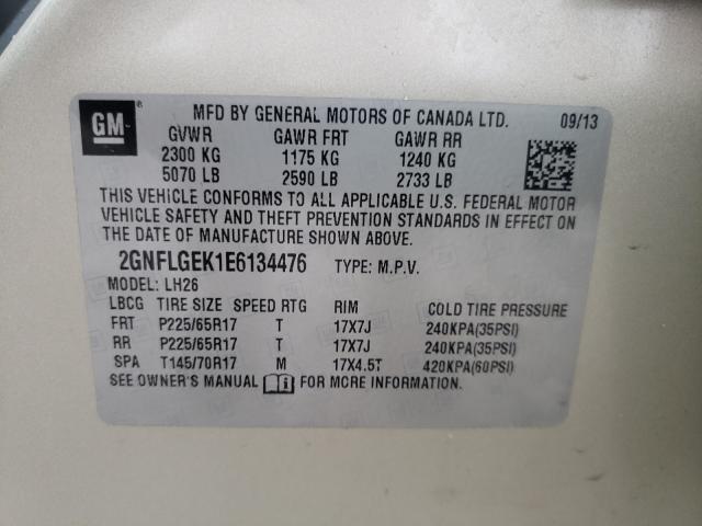 Photo 10 from auction – 2014 CHEVROLET EQUINOX LT with VIN 2GNFLGEK1E6134476