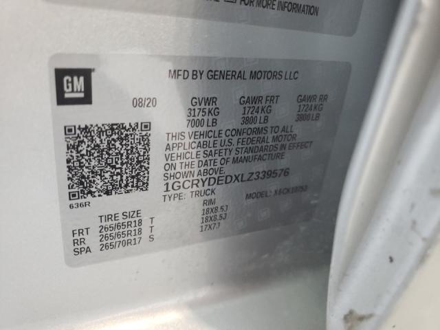 Photo 10 from auction – 2020 CHEVROLET SILVERADO with VIN 1GCRYDEDXLZ339576