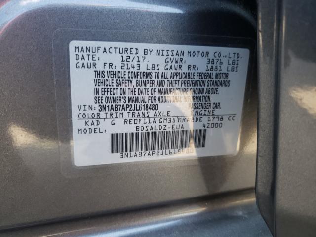 Photo 10 from auction – 2018 NISSAN SENTRA S with VIN 3N1AB7AP2JL618480
