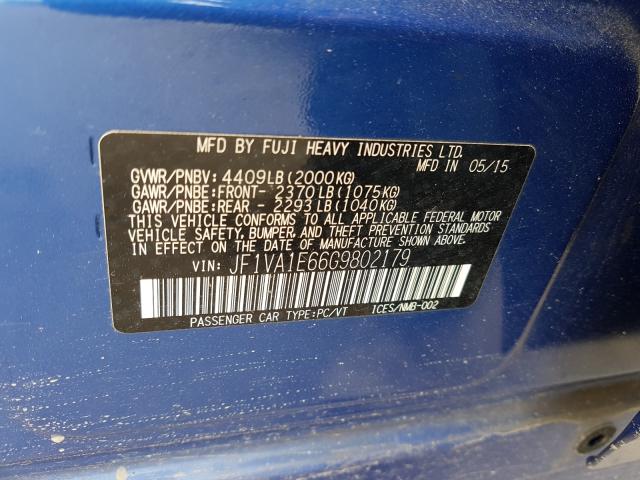 Photo 10 from auction – 2016 SUBARU WRX PREMIU with VIN JF1VA1E66G9802179