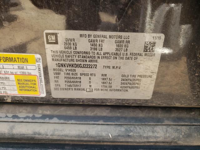 Photo 10 from auction – 2016 CHEVROLET TRAVERSE L with VIN 1GNKVHKD6GJ222272