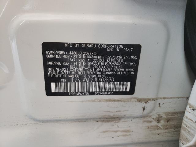 Photo 10 from auction – 2018 SUBARU FORESTER 2 with VIN JF2SJAWC2JH402670