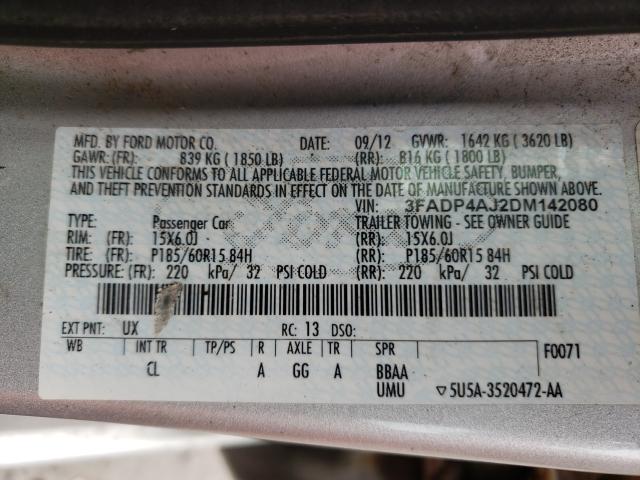 Photo 10 from auction – 2013 FORD FIESTA S with VIN 3FADP4AJ2DM142080