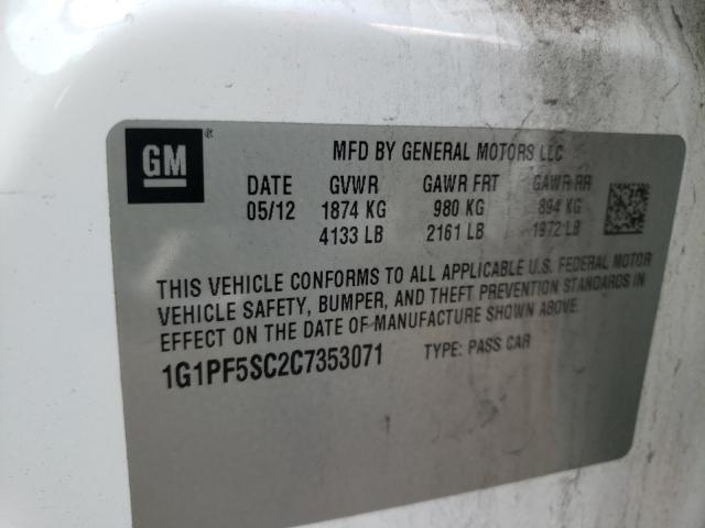 Photo 10 from auction – 2012 CHEVROLET CRUZE LT with VIN 1G1PF5SC2C7353071