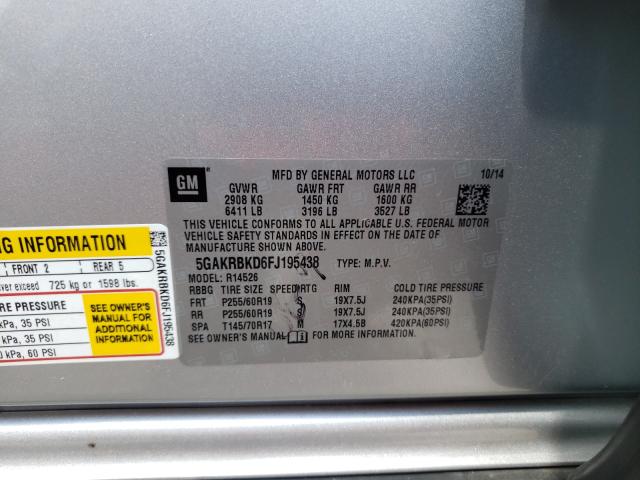 Photo 10 from auction – 2015 BUICK ENCLAVE with VIN 5GAKRBKD6FJ195438