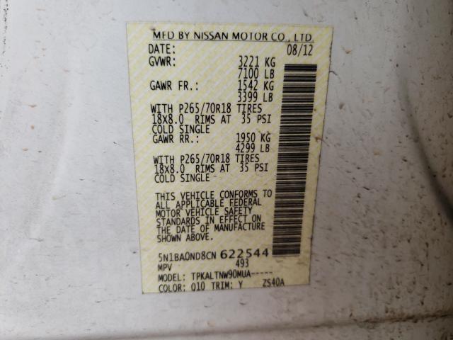 Photo 10 from auction – 2012 NISSAN ARMADA SV with VIN 5N1BA0ND8CN622544