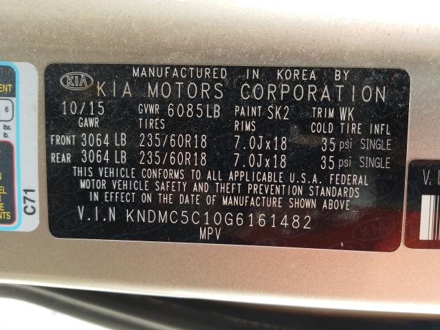 Photo 10 from auction – 2016 KIA SEDONA EX with VIN KNDMC5C10G6161482