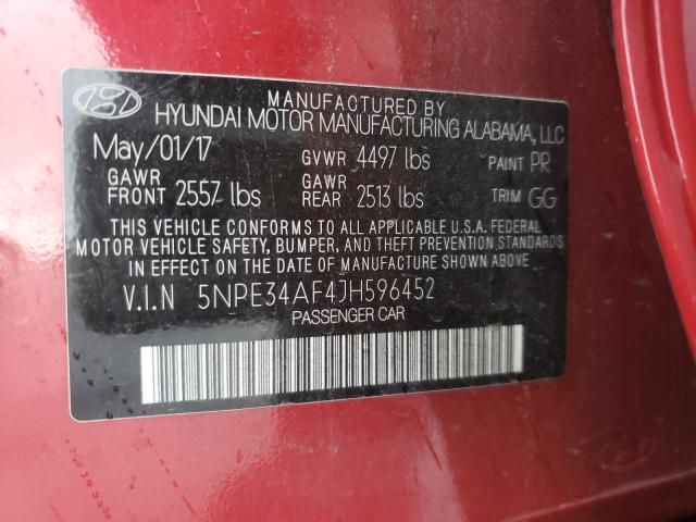 Photo 10 from auction – 2018 HYUNDAI SONATA SPO with VIN 5NPE34AF4JH596452