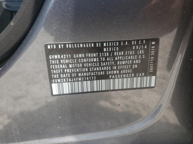 Photo 10 from auction – 2015 VOLKSWAGEN JETTA BASE with VIN 3VW2K7AJ4FM214172