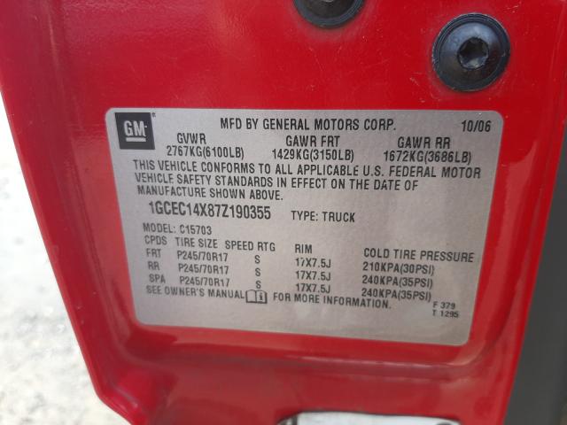 Photo 10 from auction – 2007 CHEVROLET SILVERADO with VIN 1GCEC14X87Z190355