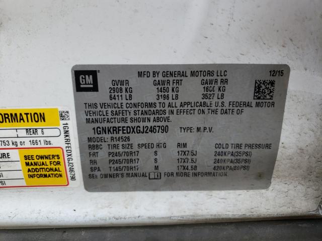 Photo 10 from auction – 2016 CHEVROLET TRAVERSE L with VIN 1GNKRFEDXGJ246790