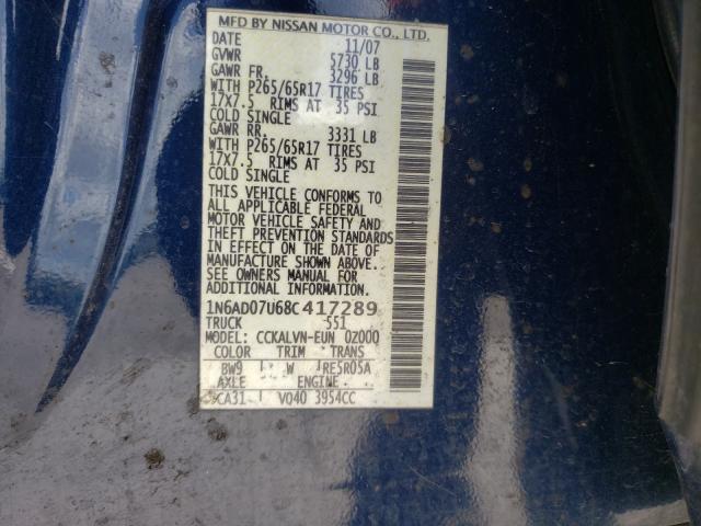 Photo 10 from auction – 2008 NISSAN FRONTIER C with VIN 1N6AD07U68C417289