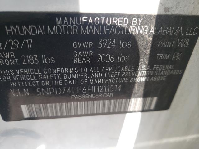 Photo 10 from auction – 2017 HYUNDAI ELANTRA SE with VIN 5NPD74LF6HH211514