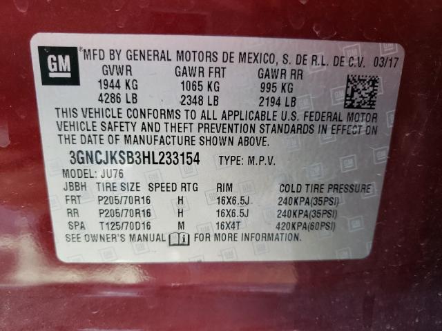 Photo 10 from auction – 2017 CHEVROLET TRAX LS with VIN 3GNCJKSB3HL233154