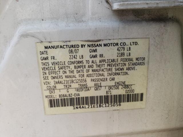Photo 10 from auction – 2008 NISSAN ALTIMA 2.5 with VIN 1N4AL21E18C125056