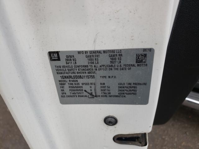 Photo 10 from auction – 2011 CHEVROLET TRAVERSE L with VIN 1GNKRLED3BJ115756