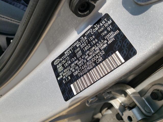 Photo 10 from auction – 2016 HYUNDAI ACCENT SE with VIN KMHCT4AE8GU004253