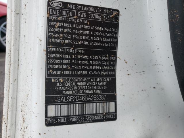 Photo 10 from auction – 2011 LAND ROVER RANGE ROVE with VIN SALSF2D46BA263387
