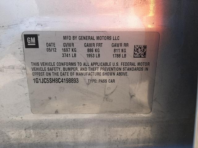 Photo 10 from auction – 2012 CHEVROLET SONIC LT with VIN 1G1JC5SH8C4198893