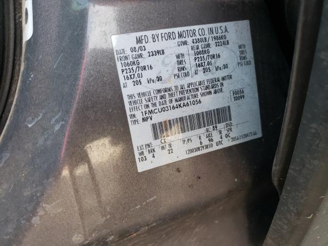 Photo 10 from auction – 2004 FORD ESCAPE XLT with VIN 1FMCU03164KA61056