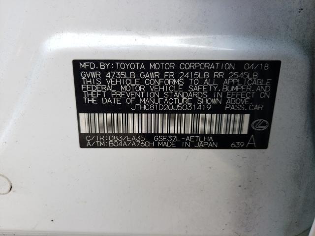 Photo 10 from auction – 2018 LEXUS IS 300 with VIN JTHC81D20J5031419