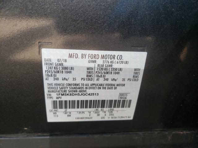 Photo 10 from auction – 2018 FORD EXPLORER X with VIN 1FM5K8DH5JGC42513