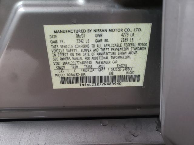 Photo 10 from auction – 2007 NISSAN ALTIMA 2.5 with VIN 1N4AL21E77N489940
