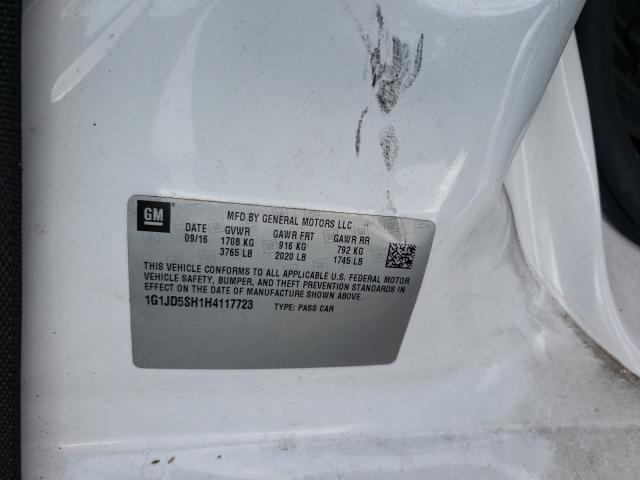 Photo 10 from auction – 2017 CHEVROLET SONIC LT with VIN 1G1JD5SH1H4117723