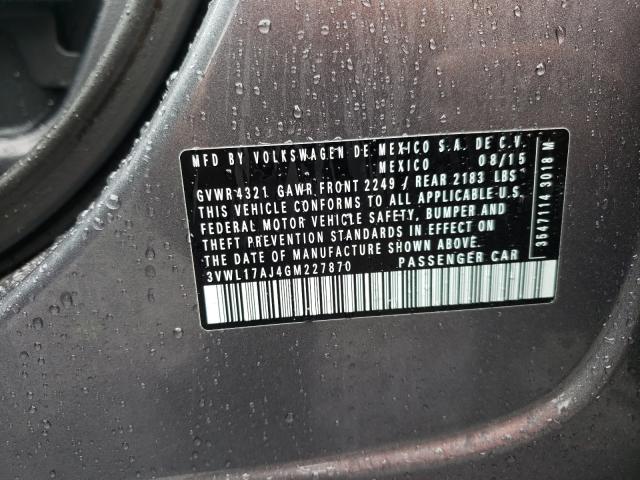 Photo 10 from auction – 2016 VOLKSWAGEN JETTA SEL with VIN 3VWL17AJ4GM227870