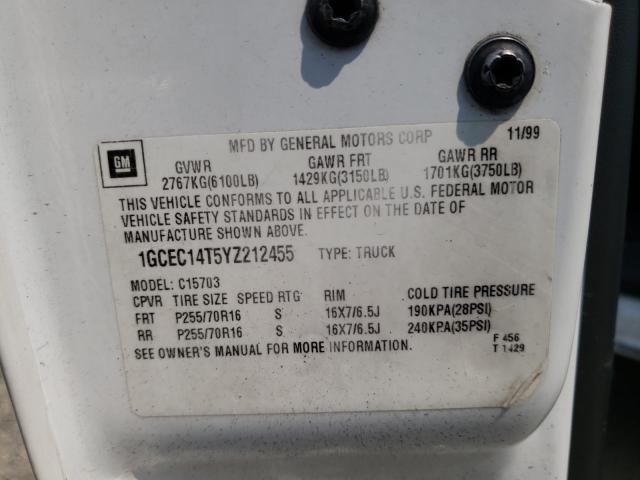 Photo 10 from auction – 2000 CHEVROLET SILVERADO with VIN 1GCEC14T5YZ212455