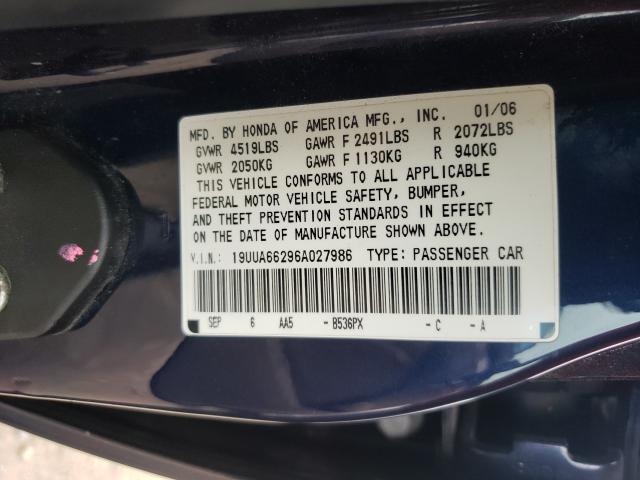 Photo 10 from auction – 2006 ACURA 3.2TL with VIN 19UUA66296A027986