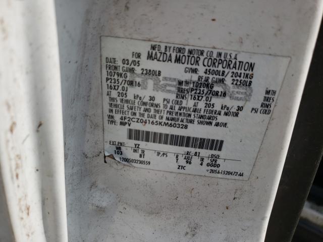 Photo 10 from auction – 2005 MAZDA TRIBUTE with VIN 4F2CZ04165KM60328