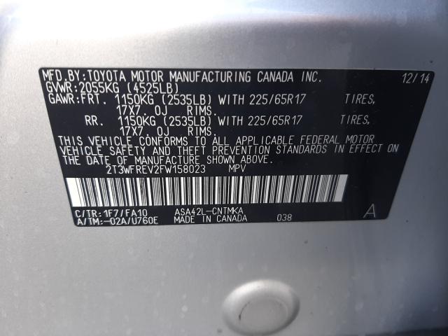 Photo 10 from auction – 2015 TOYOTA RAV4 XLE with VIN 2T3WFREV2FW158023