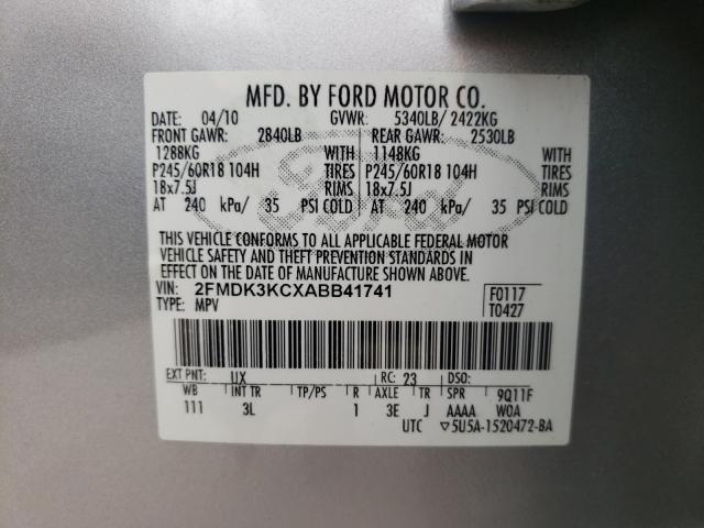 Photo 10 from auction – 2010 FORD EDGE LIMIT with VIN 2FMDK3KCXABB41741