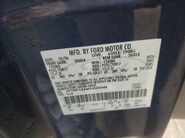 Photo 10 from auction – 2006 FORD F150 with VIN 1FTRF12246NB20048