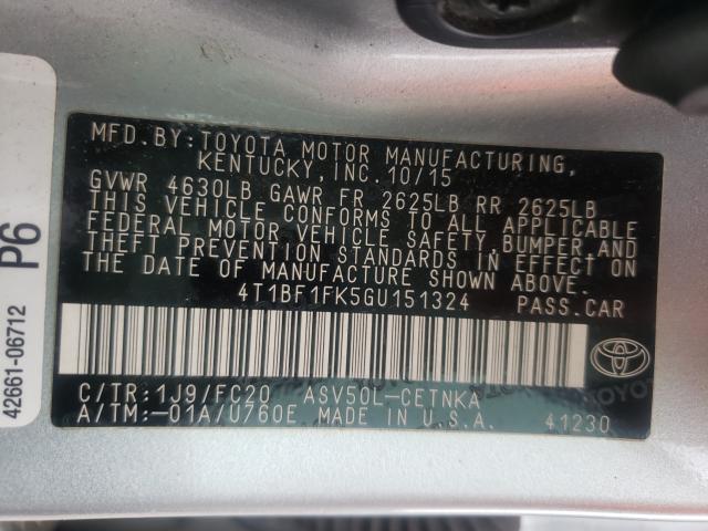 Photo 10 from auction – 2016 TOYOTA CAMRY LE with VIN 4T1BF1FK5GU151324