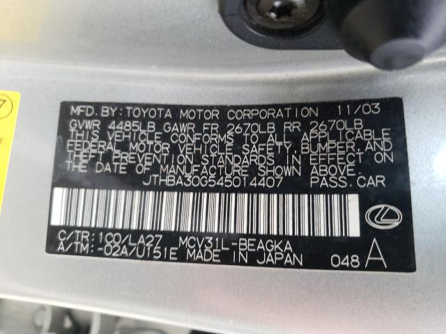 Photo 10 from auction – 2004 LEXUS ES 330 with VIN JTHBA30G545014407