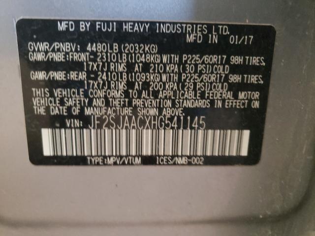 Photo 10 from auction – 2017 SUBARU FORESTER 2 with VIN JF2SJAACXHG541145