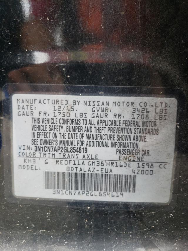 Photo 10 from auction – 2016 NISSAN VERSA S with VIN 3N1CN7AP2GL854619