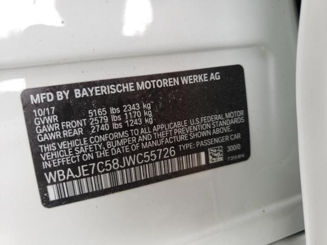 Photo 10 from auction – 2018 BMW 540 XI with VIN WBAJE7C58JWC55726